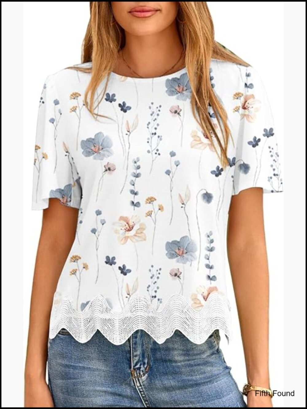Short Sleeve Printed Blouse Crew Neck Color Block Casual Summer Top